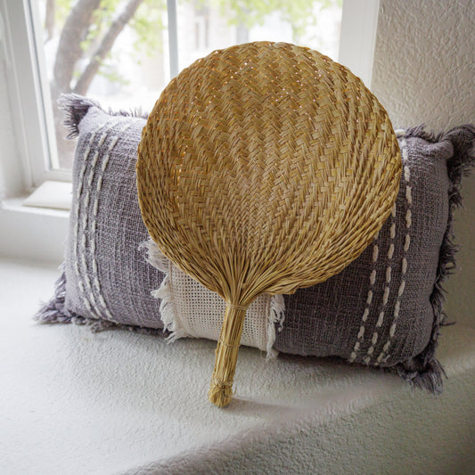 Handwoven Natural Straw Fan